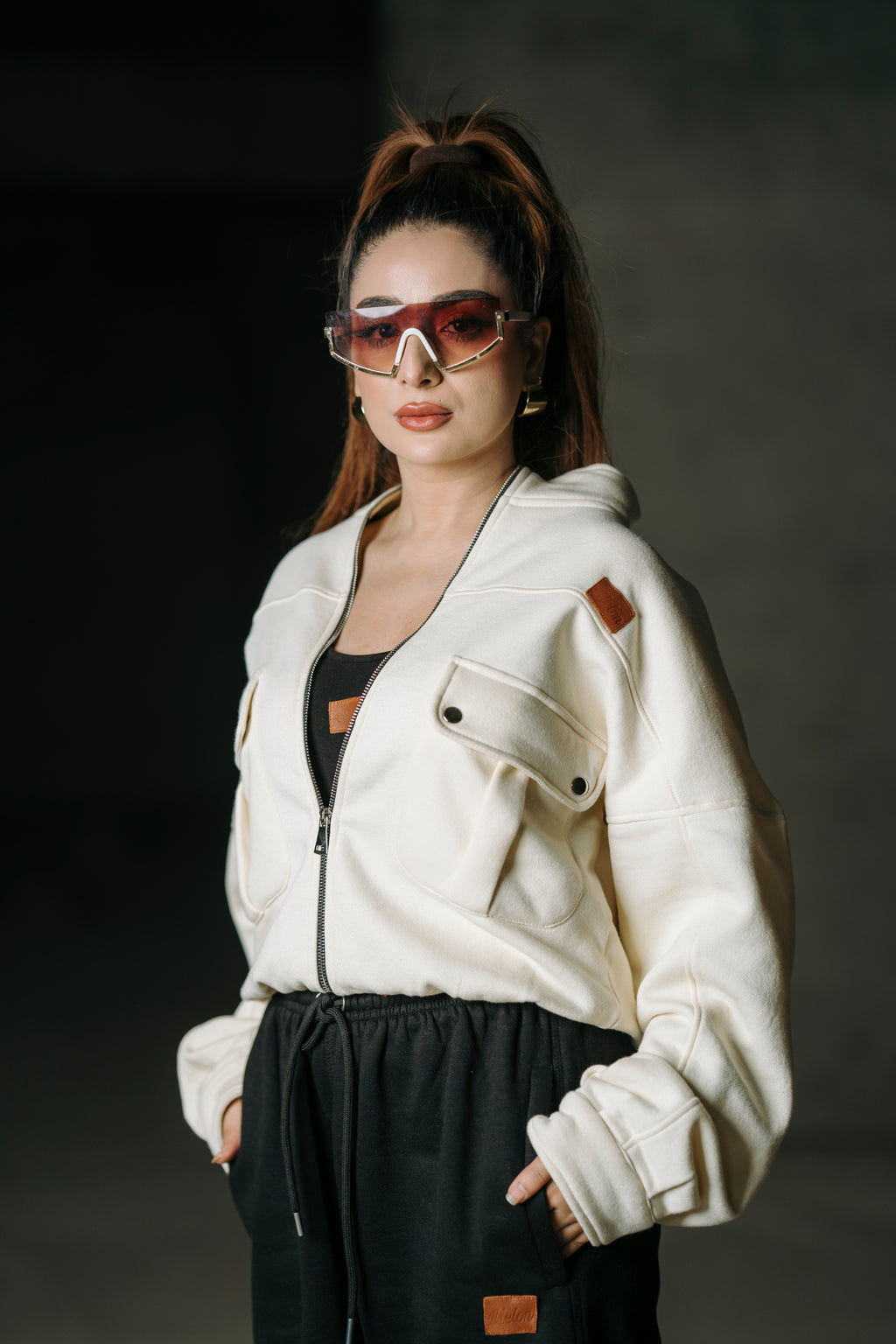 Classic Off-White Fleece Zip Jacket
