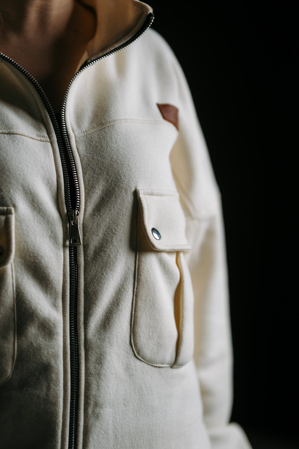 Classic Off-White Fleece Zip Jacket