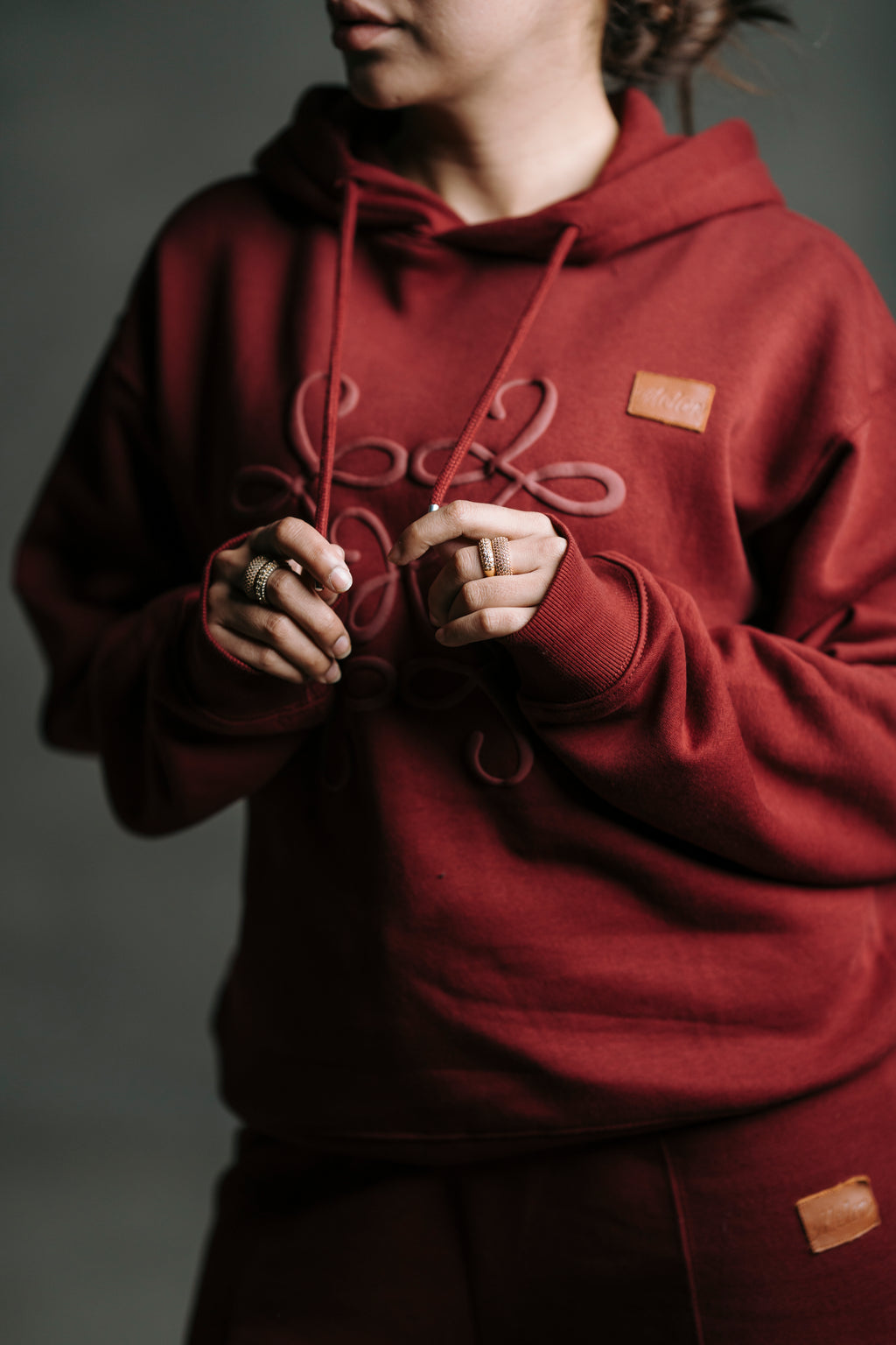 Classic Vine-red Fleece Hoodie