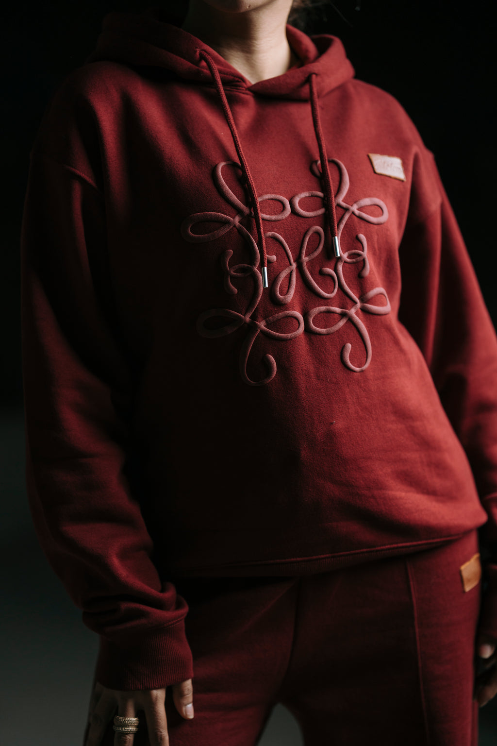 Classic Vine-red Fleece Hoodie