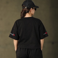 Gen Z Inspired Embroidered Oversized T-Shirt Black