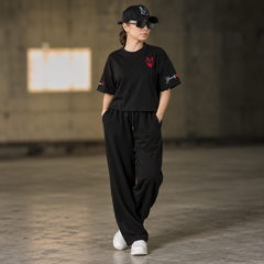 Gen Z Inspired Embroidered Oversized T-Shirt Black