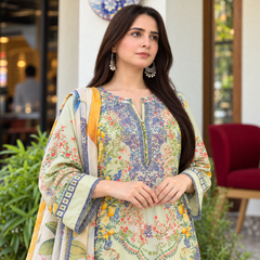 Floral Elegance 2 Piece Printed Lawn Shirt with Dupatta