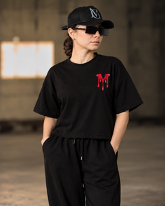 Gen Z Inspired Oversized Emborided T-Shirt Black