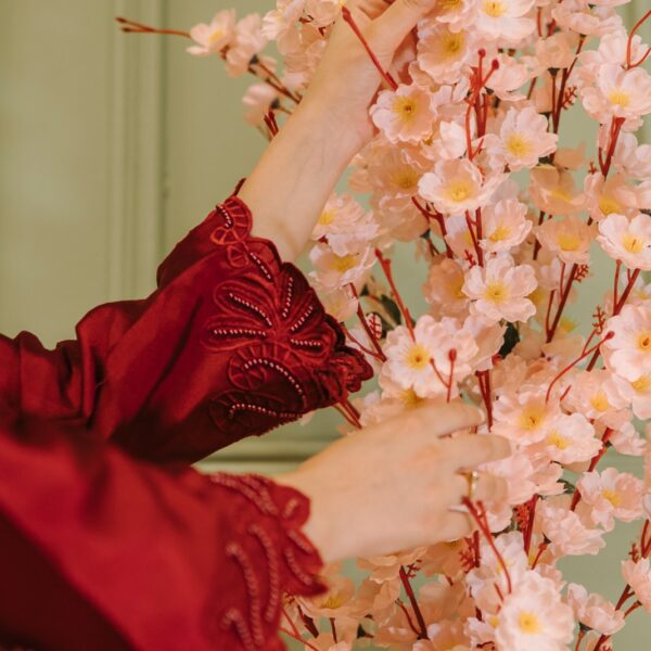 Royal Red Embroidered