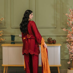 Royal Red Embroidered