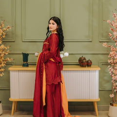 Royal Red Embroidered