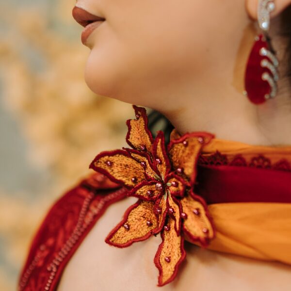 Royal Red Embroidered