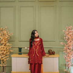 Royal Red Embroidered