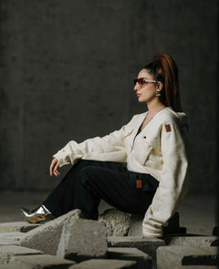 Classic Off-White Fleece Zip Jacket