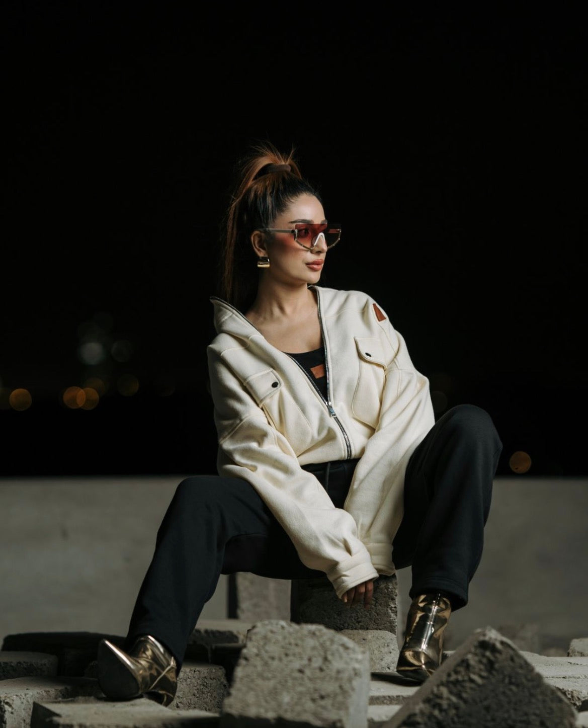 Classic Off-White Fleece Zip Jacket