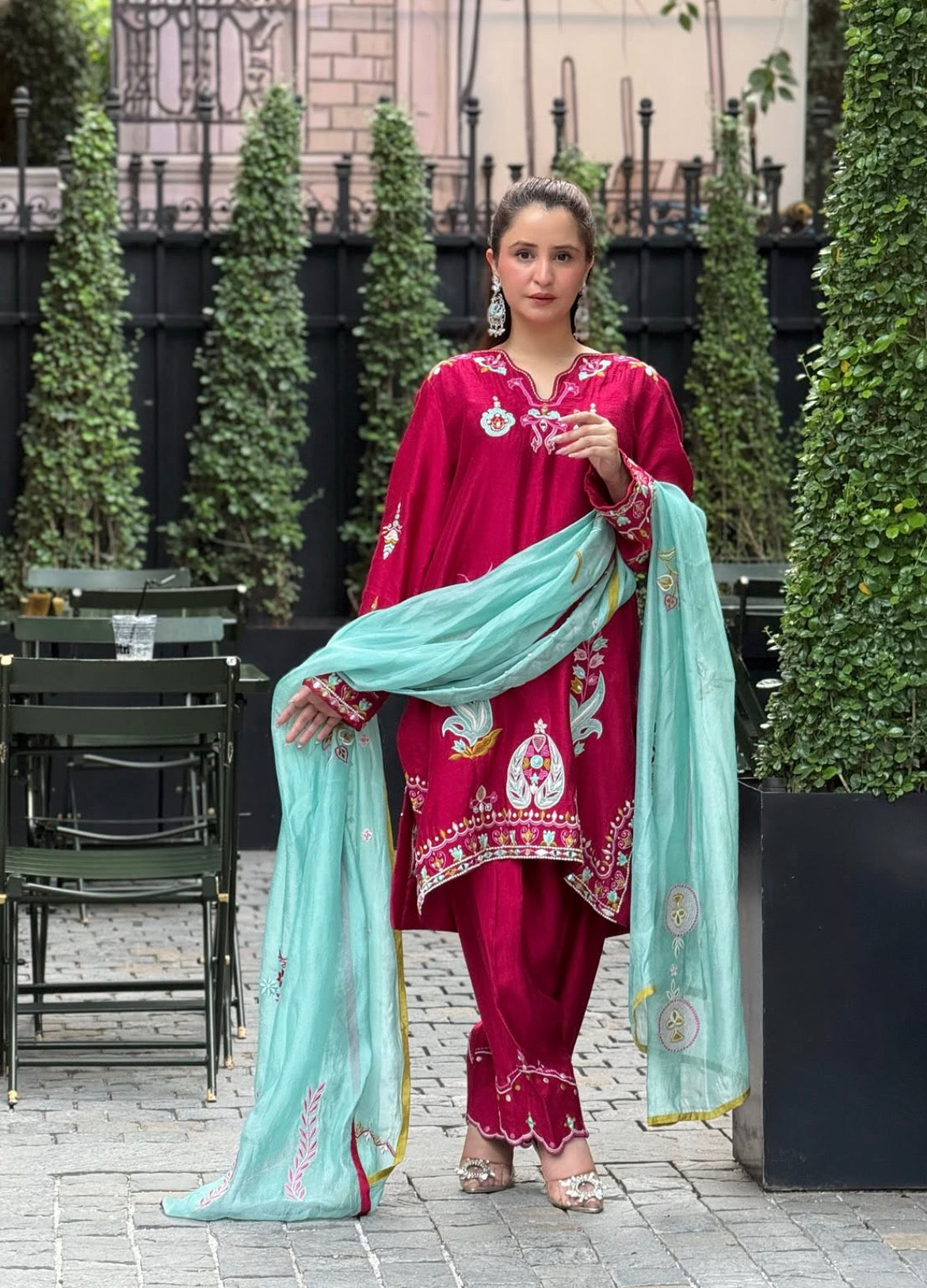 Red Luxury Embroidered