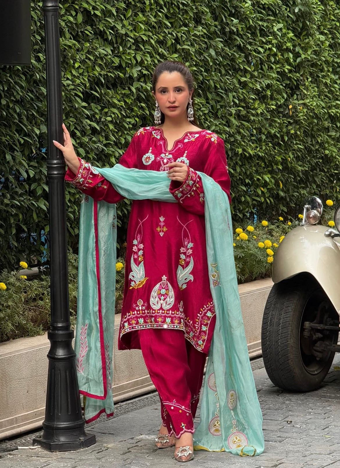 Red Luxury Embroidered