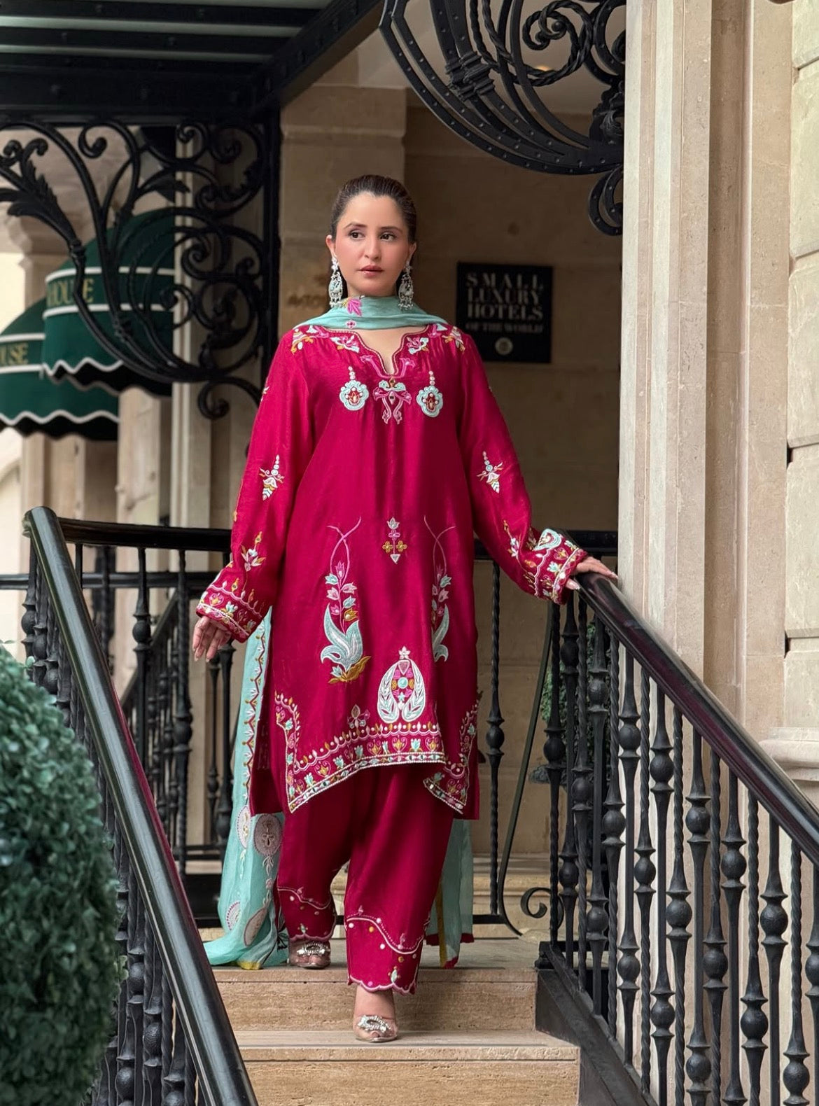 Red Luxury Embroidered