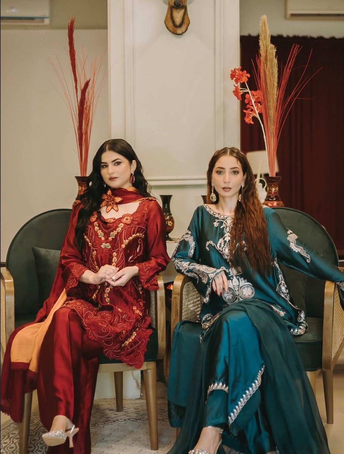 Royal Red Embroidered