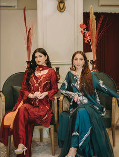 Royal Red Embroidered