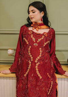 Royal Red Embroidered