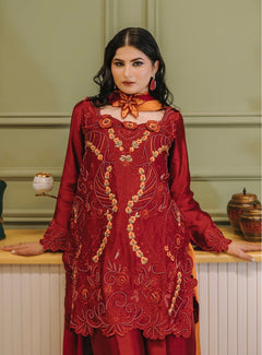 Royal Red Embroidered