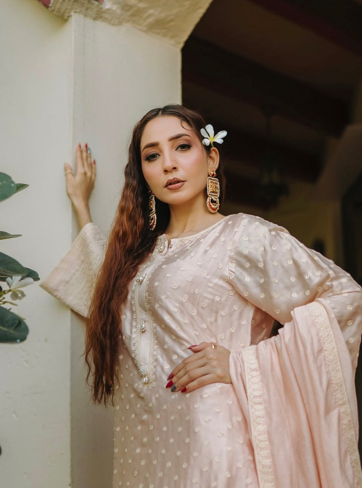 Blush Pink Embroidered