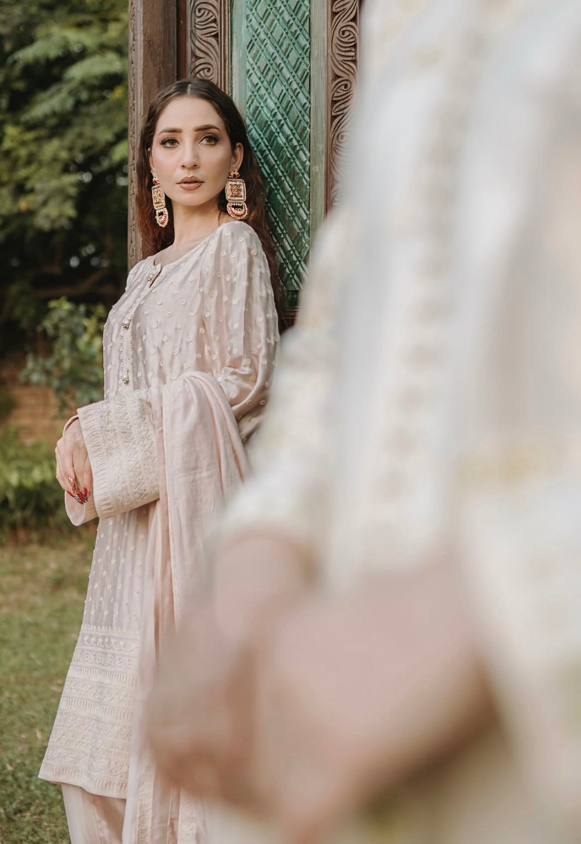 Blush Pink Embroidered