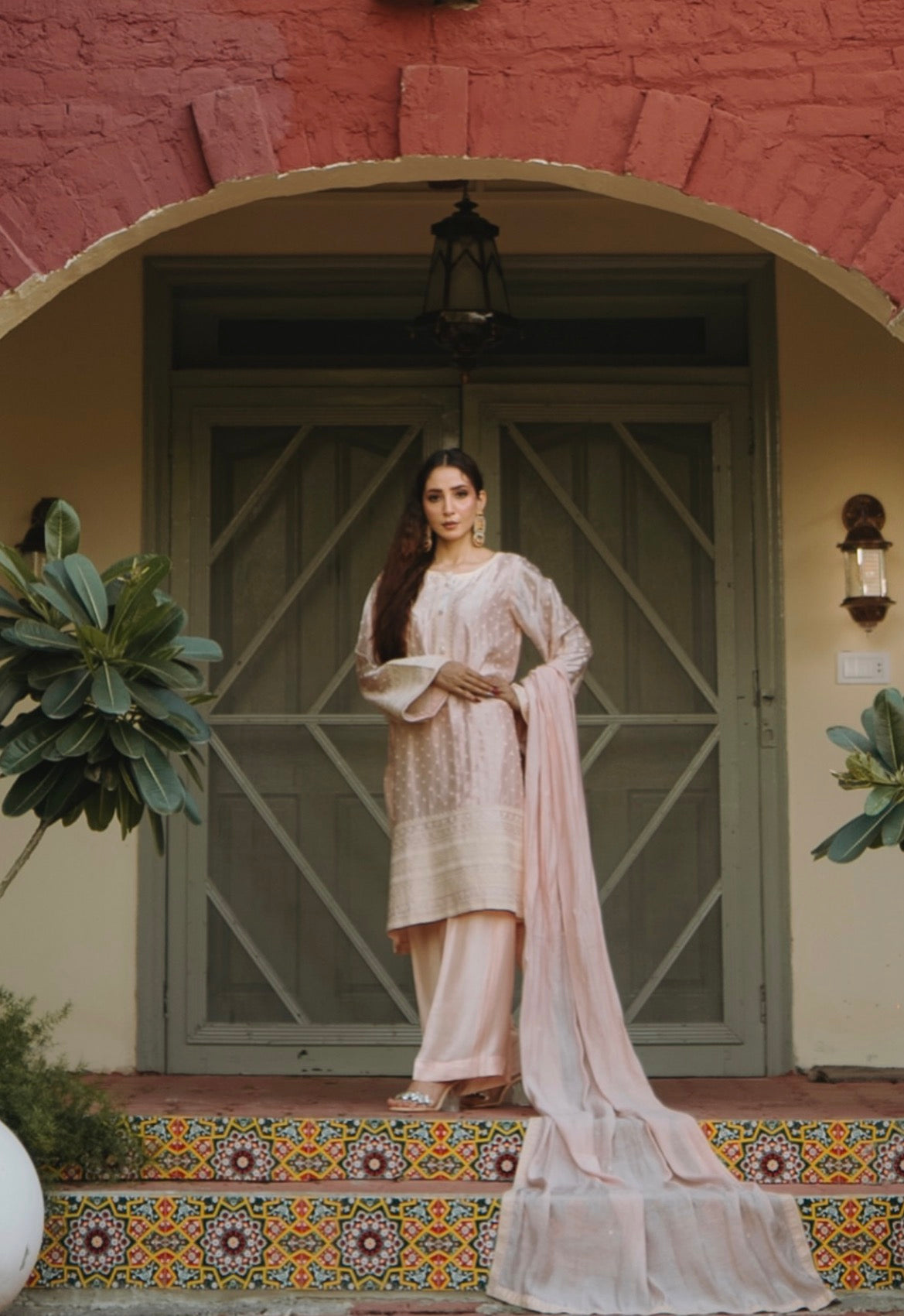 Blush Pink Embroidered