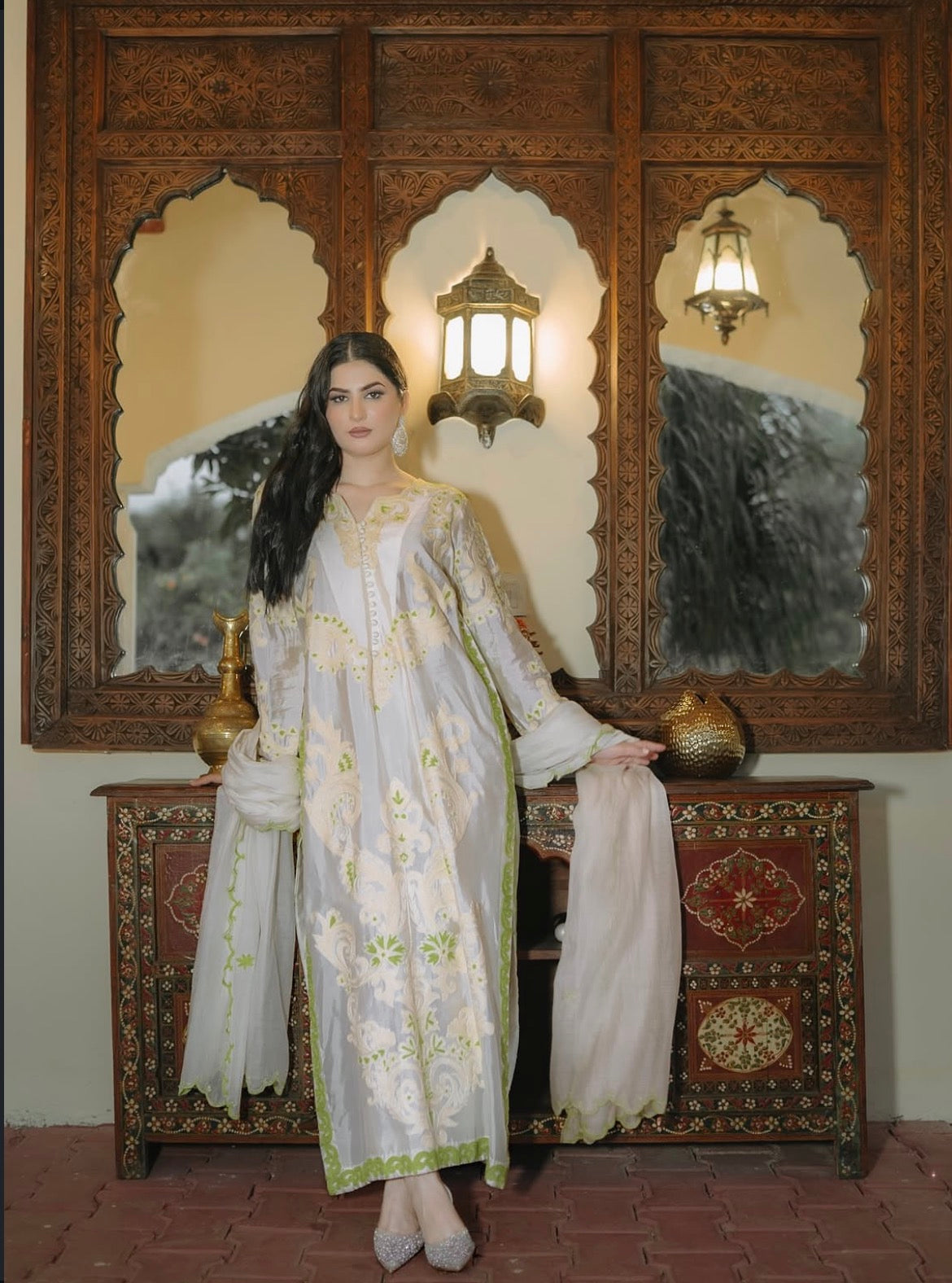 Handmade Shisha Silk 3 Piece Stitched