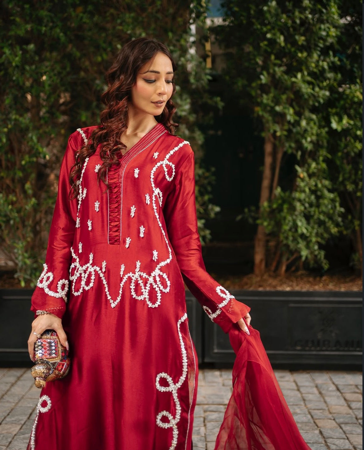 Surkh Bahar 3 Piece Sisha Silk Stitched