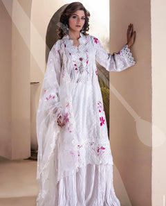 3 pcs White with Purple Flowers