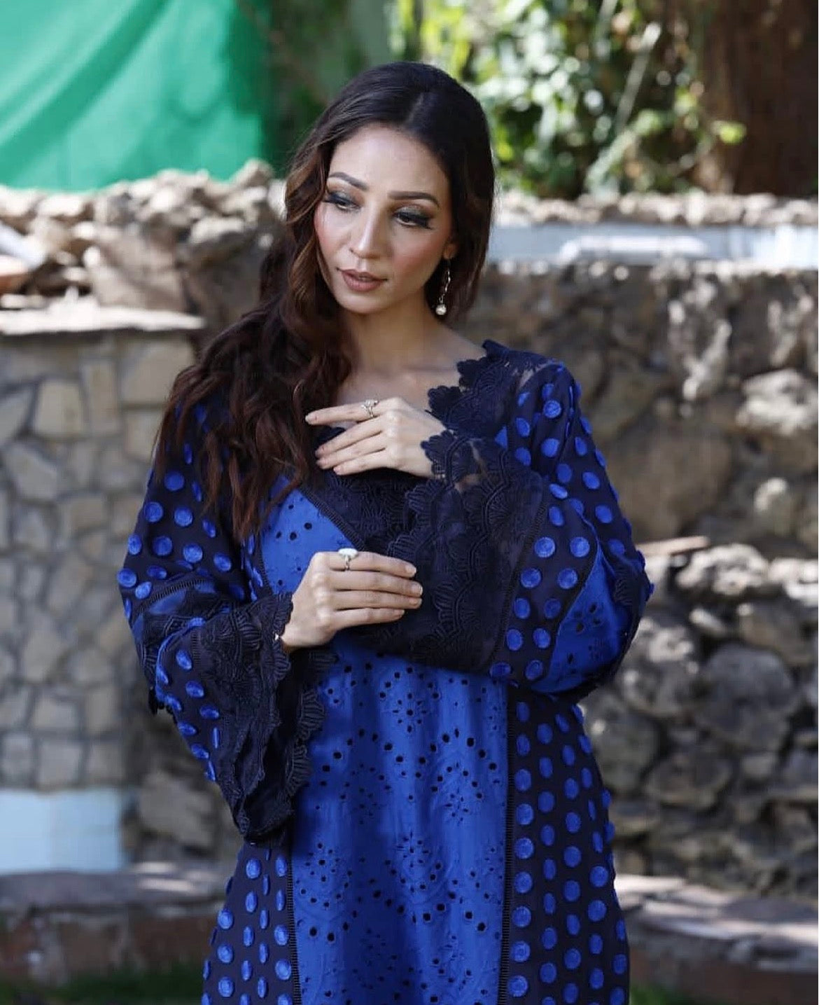 3 pcs Blue with Dark Dupatta