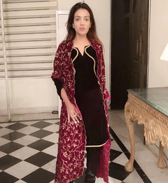 3 pcs with Mehroon Fancy Dupatta