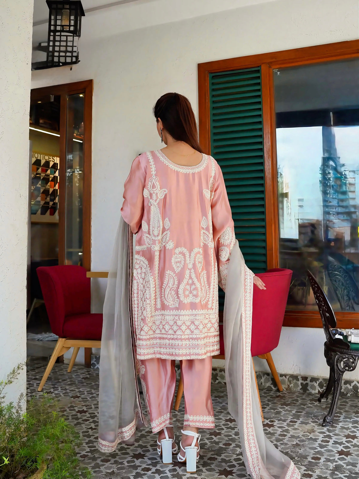 Melon by Anam – Blush Pink Embroidered 3PC Suit