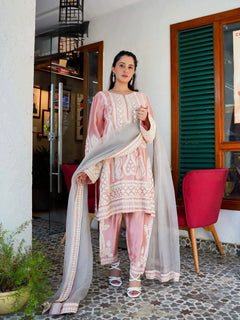 Melon by Anam – Blush Pink Embroidered 3PC Suit