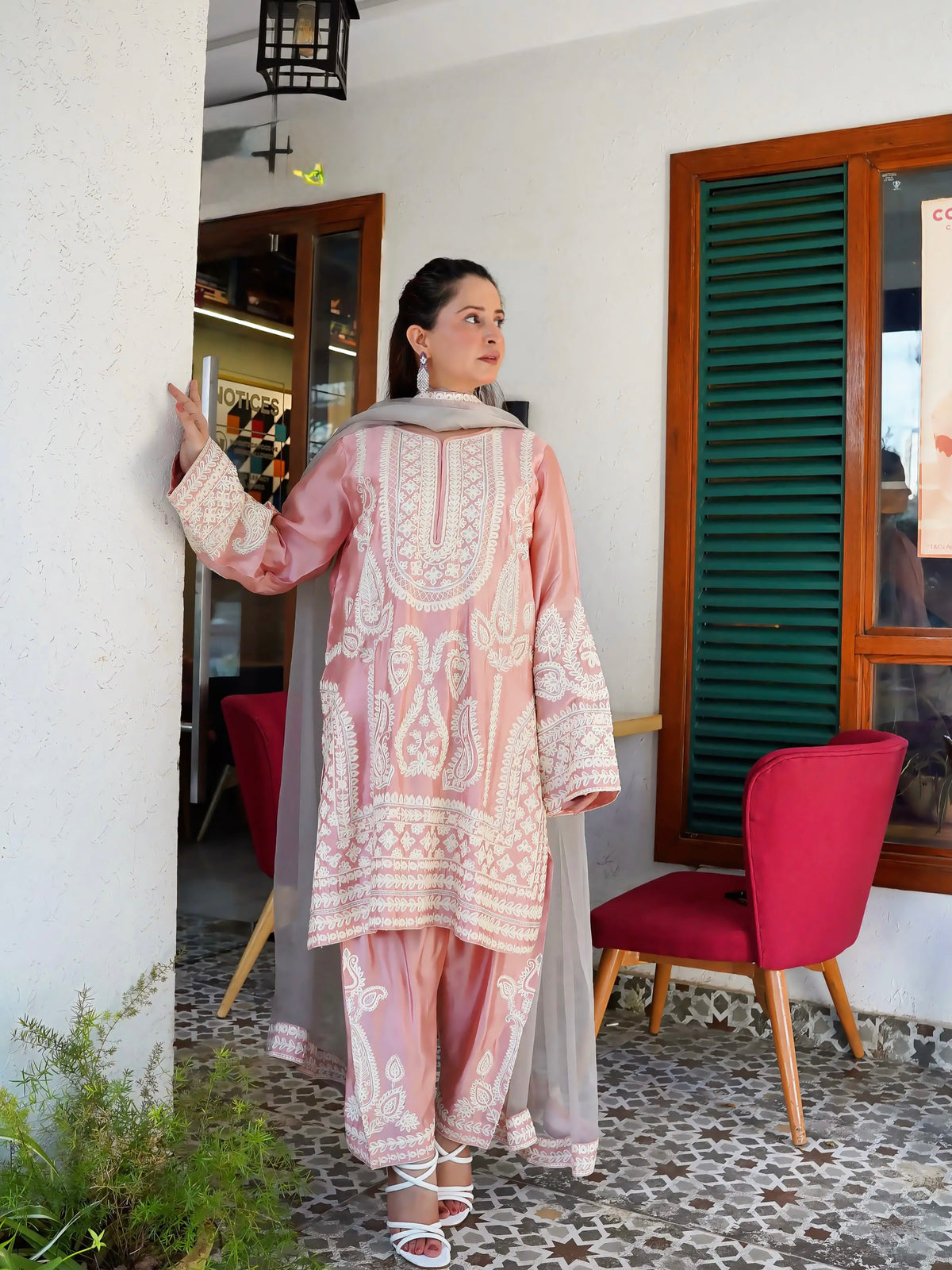 Melon by Anam – Blush Pink Embroidered 3PC Suit