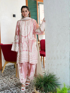 Melon by Anam – Blush Pink Embroidered 3PC Suit
