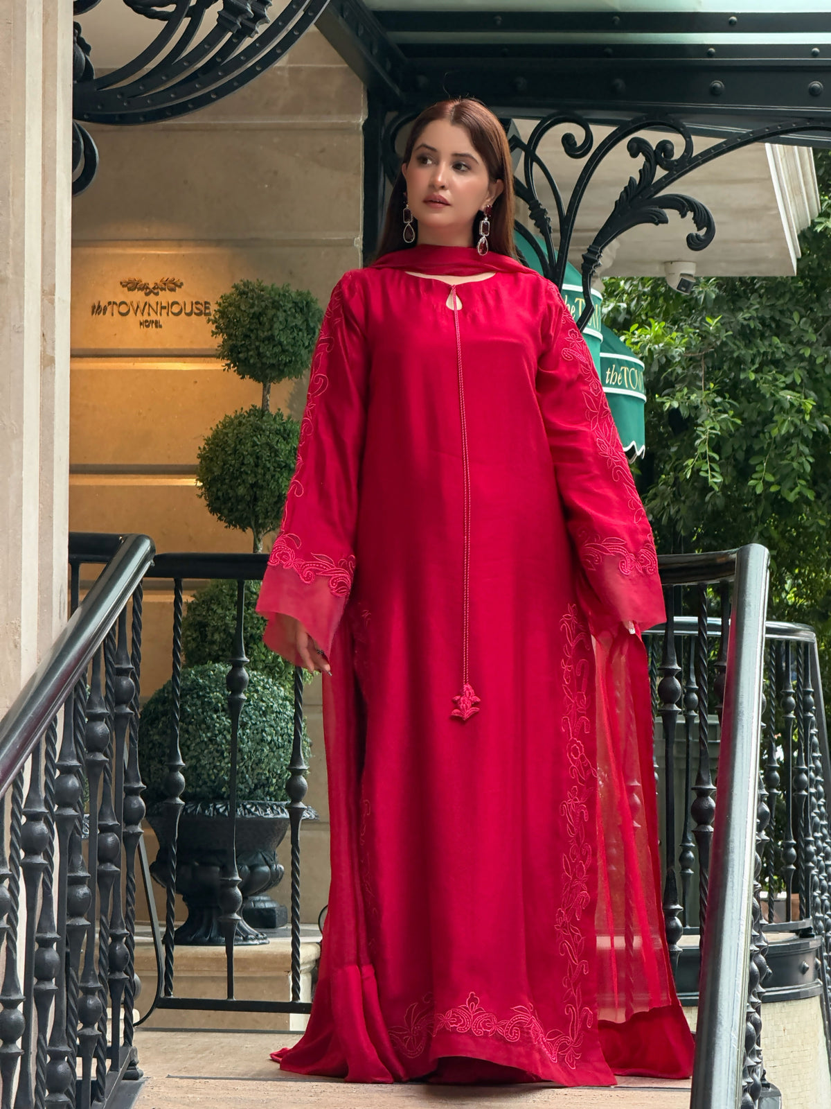 Deep Red Embroidered 3PC Suit | Elegant Festive Wear
