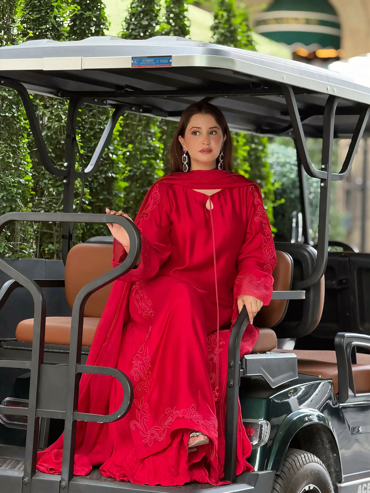 Deep Red Embroidered 3PC Suit | Elegant Festive Wear