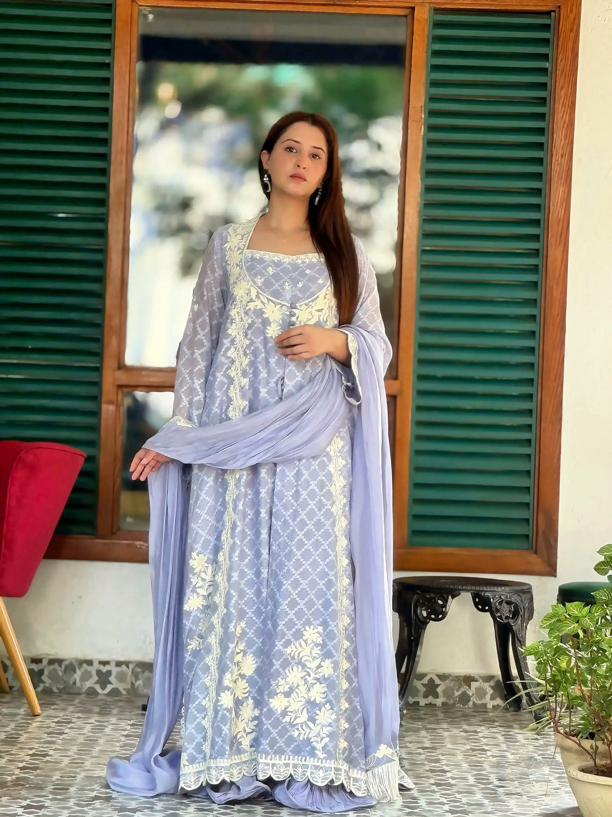 Ethereal Lavender – Ivory Embroidered Elegant Suit