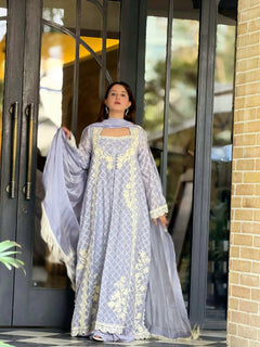Ethereal Lavender – Ivory Embroidered Elegant Suit