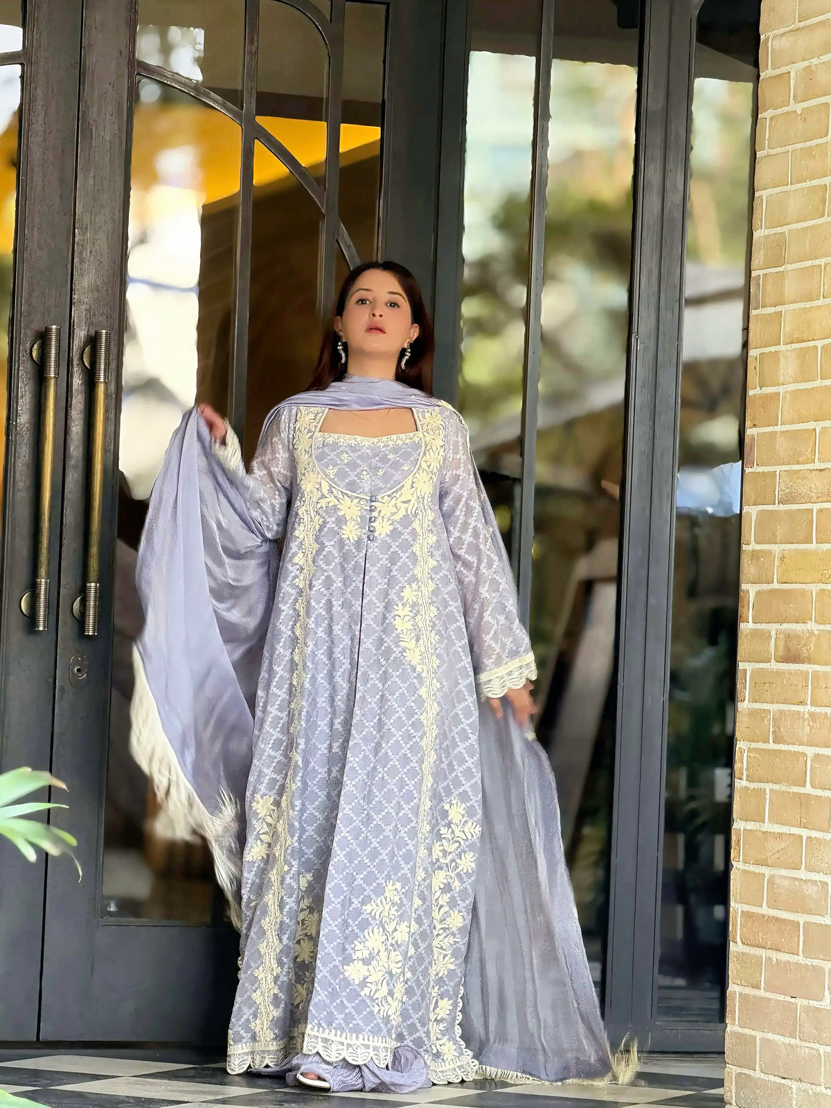 Ethereal Lavender – Ivory Embroidered Elegant Suit