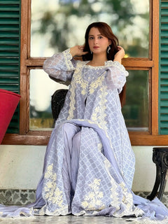 Ethereal Lavender – Ivory Embroidered Elegant Suit