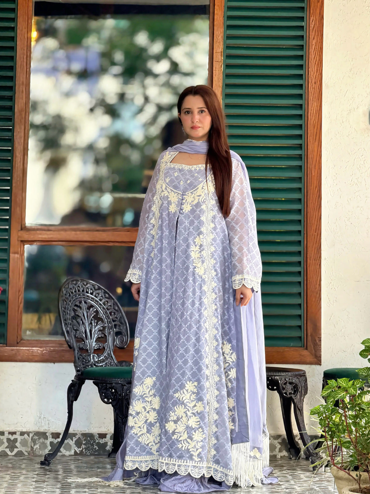Ethereal Lavender – Ivory Embroidered Elegant Suit