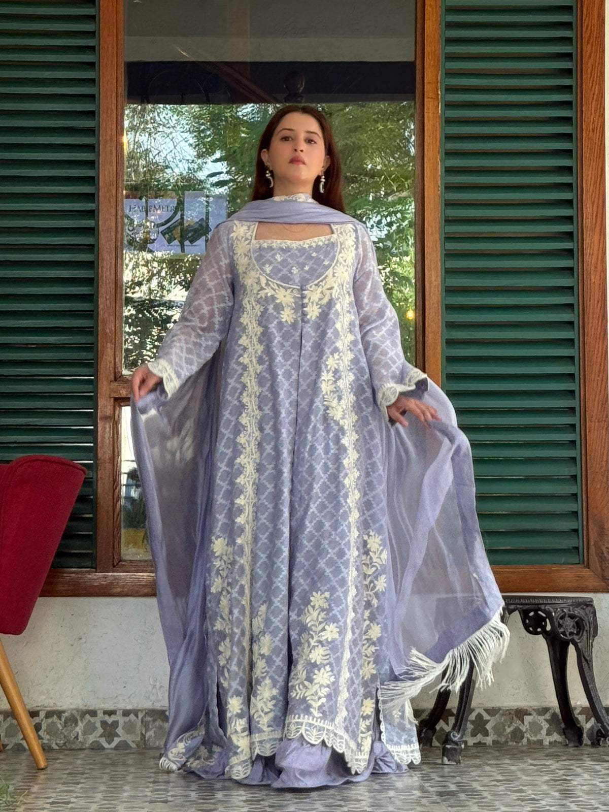 Ethereal Lavender – Ivory Embroidered Elegant Suit