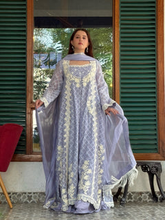 Ethereal Lavender – Ivory Embroidered Elegant Suit