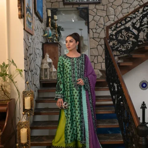 3-PC Silk Stitched Dress