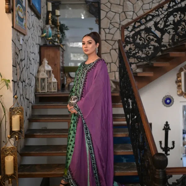 3-PC Silk Stitched Dress